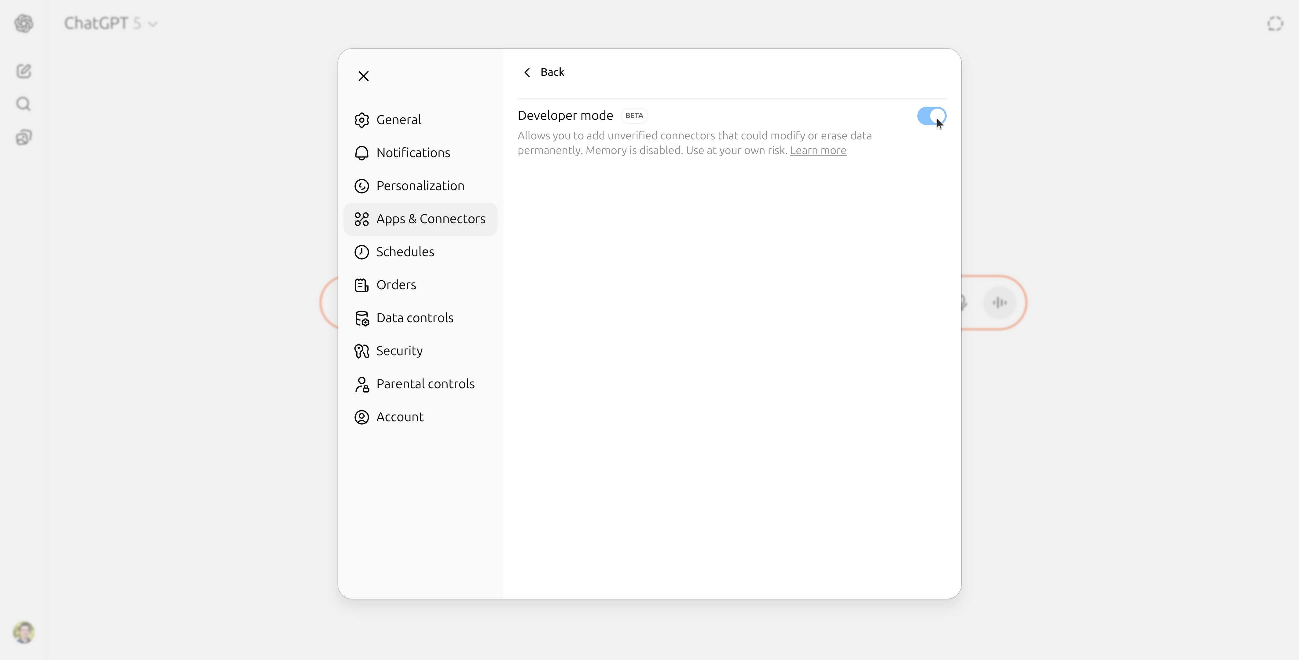 Developer Mode Toggle